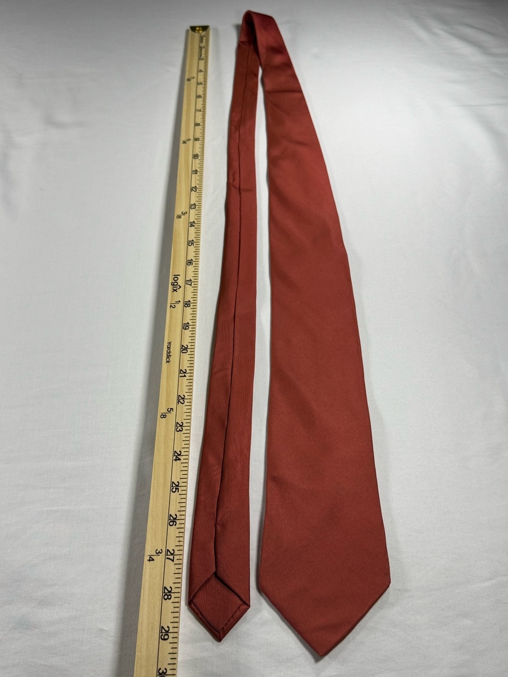 Vintage HERMES Paris Solid Silk Tie Iconic Rust Orange Classic 3.5” Width - Picture 6 of 8